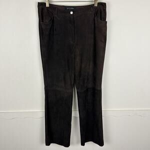 Escada Chocolate Brown Suede Leather High Waisted Pants M